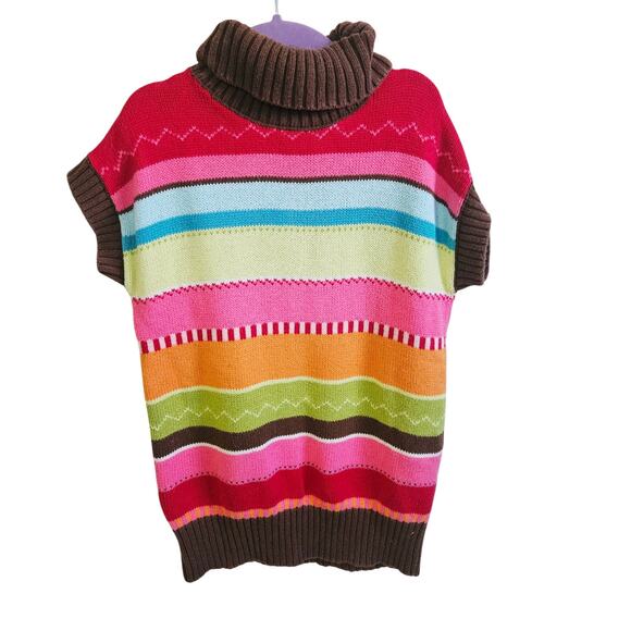 Gymboree Girls S Short Sleeve Pullover Tunic Sweater Colorful Stripe 100% Cotton - Picture 1 of 5
